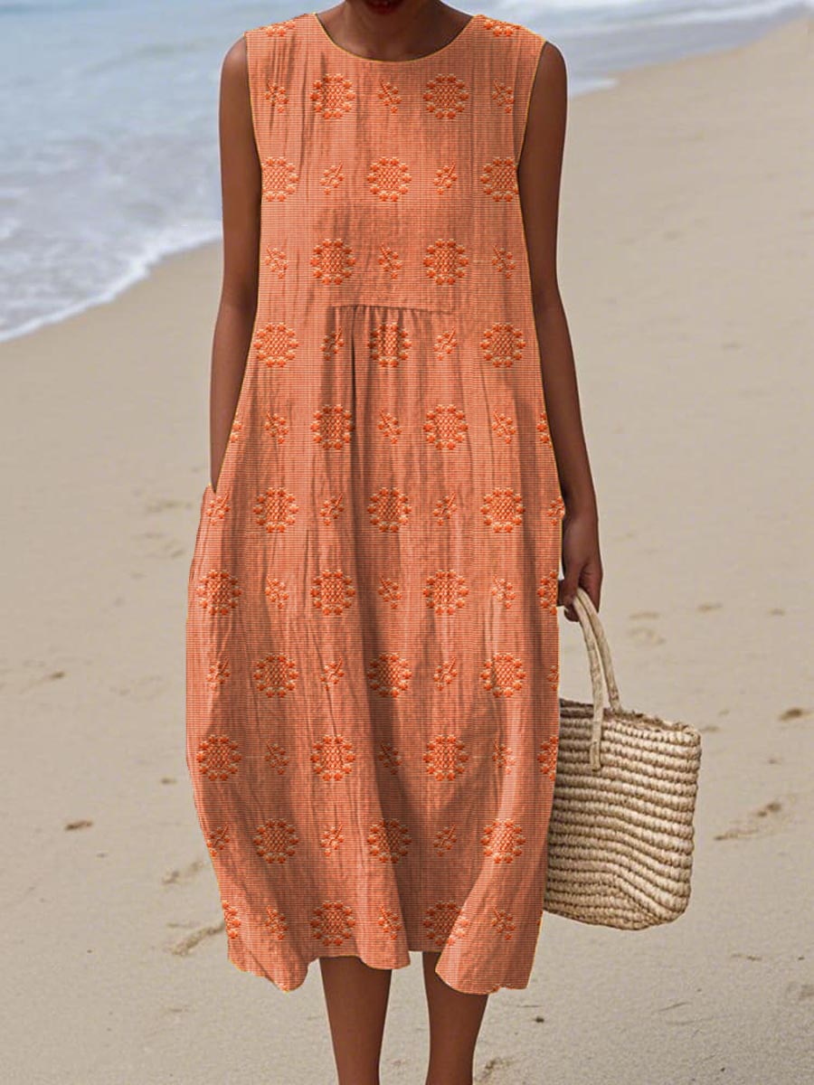 Franca | Elegant Sleeveless Cotton Dress with Pockets