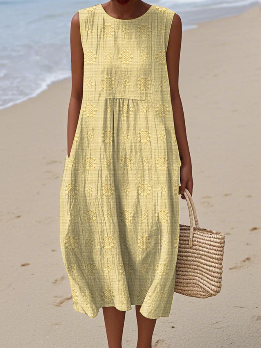 Franca | Elegant Sleeveless Cotton Dress with Pockets