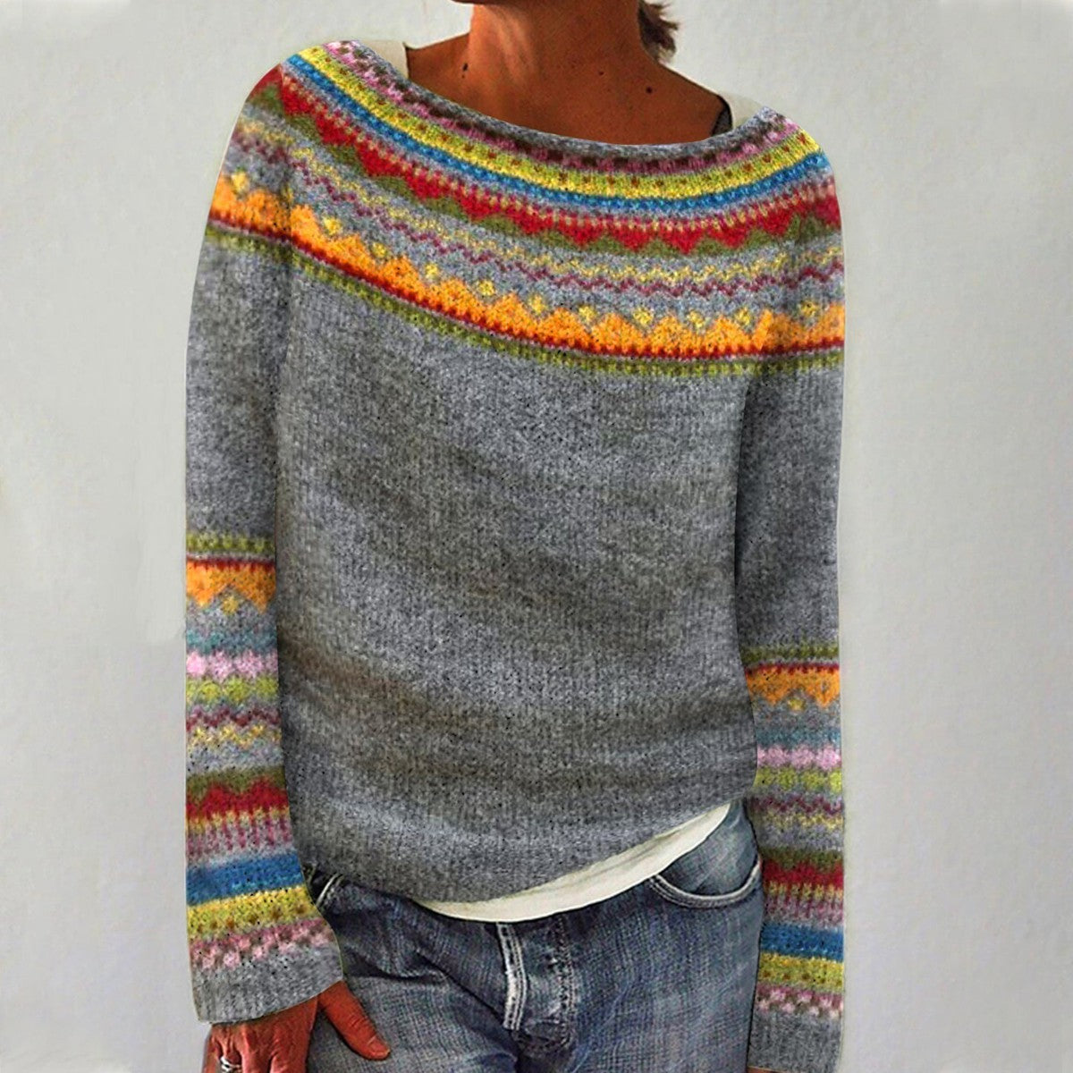 Lexi - Retro Nordic Pattern Fall Sweater