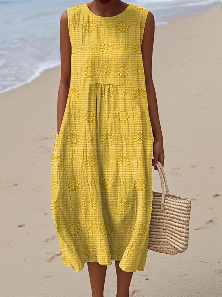 Franca | Elegant Sleeveless Cotton Dress with Pockets