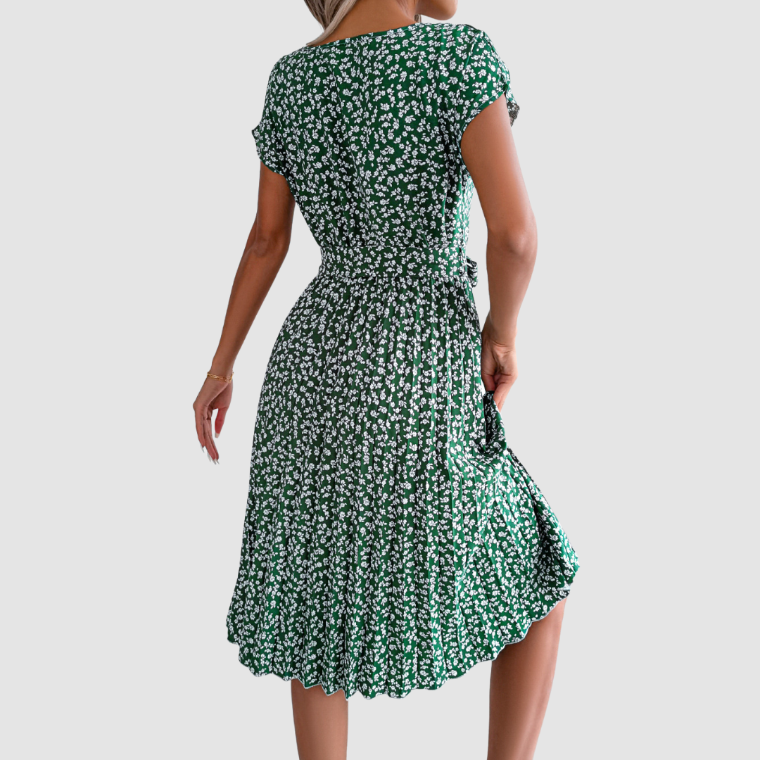 Lina™ Short Sleeve Floral A-Line Dress