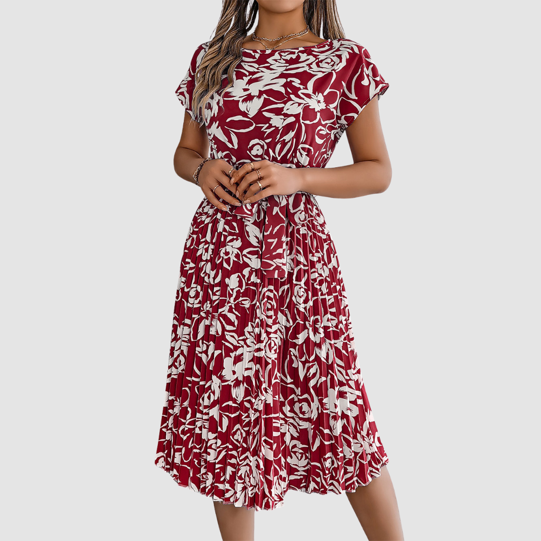 Rosie™ Elegant Floral Pleated Dress