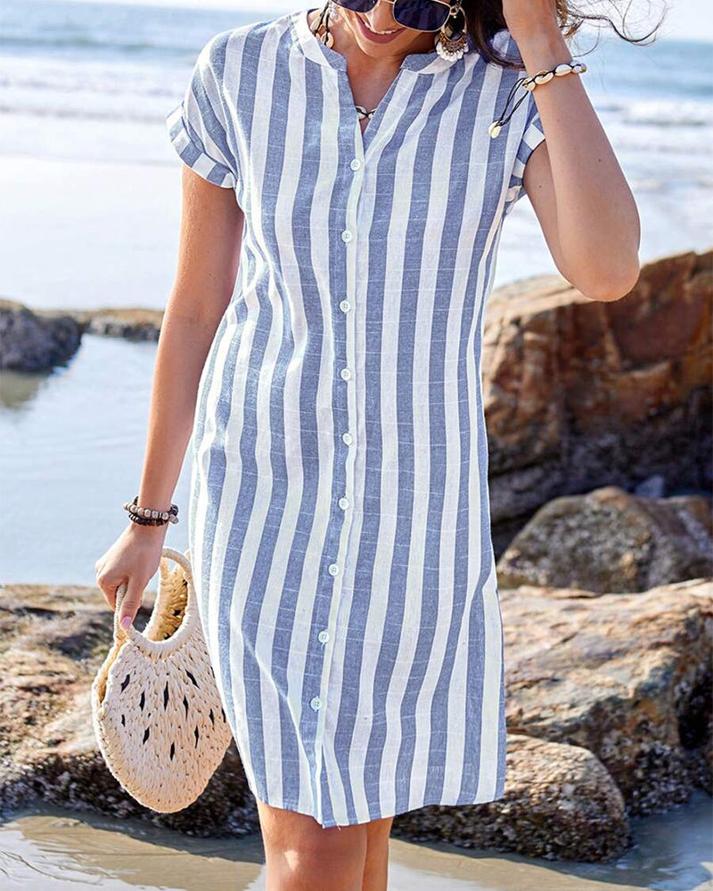 Elvira | Elegant Striped Shirt Dress