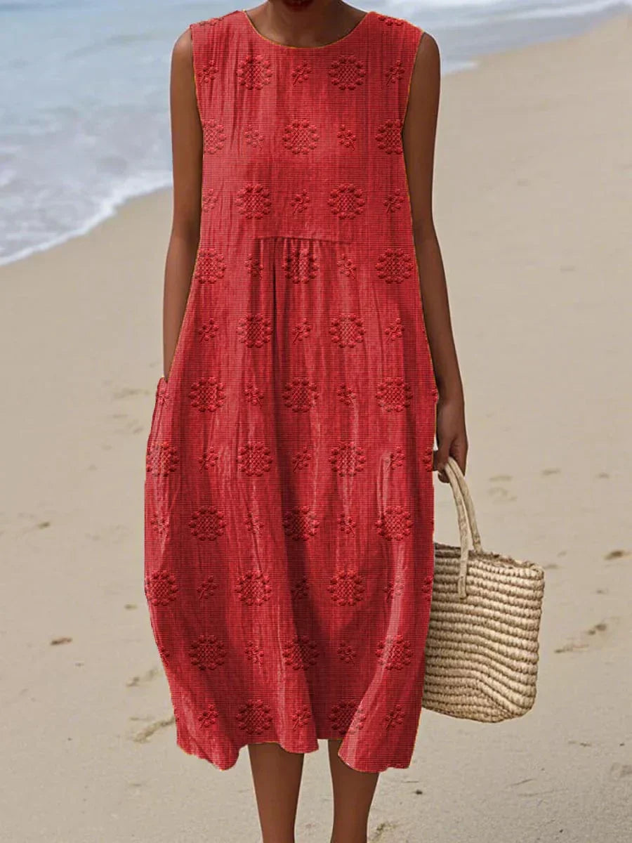 Franca | Elegant Sleeveless Cotton Dress with Pockets