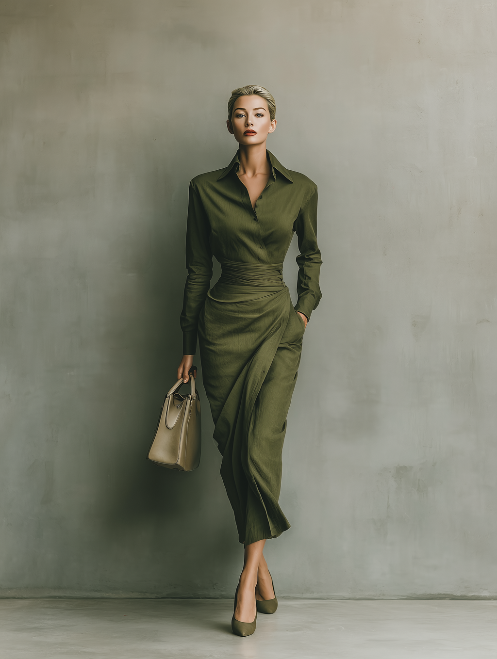Natalie | Green Cotton Blended Maxi Dress