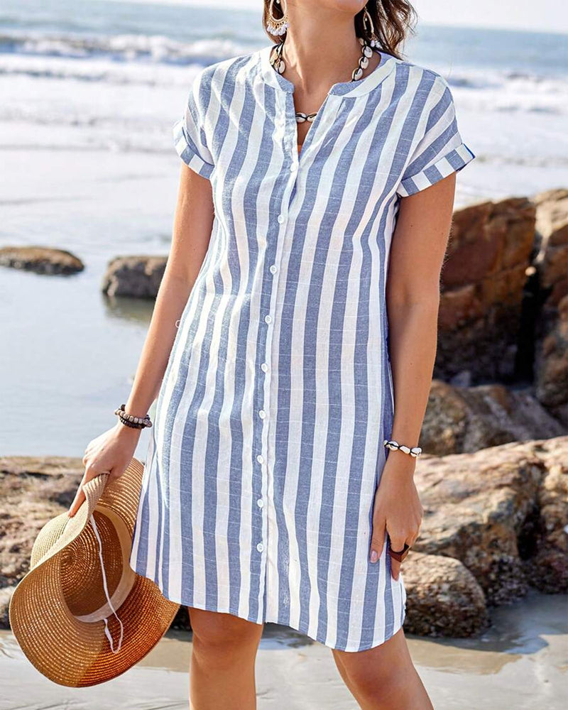 Elvira | Elegant Striped Shirt Dress