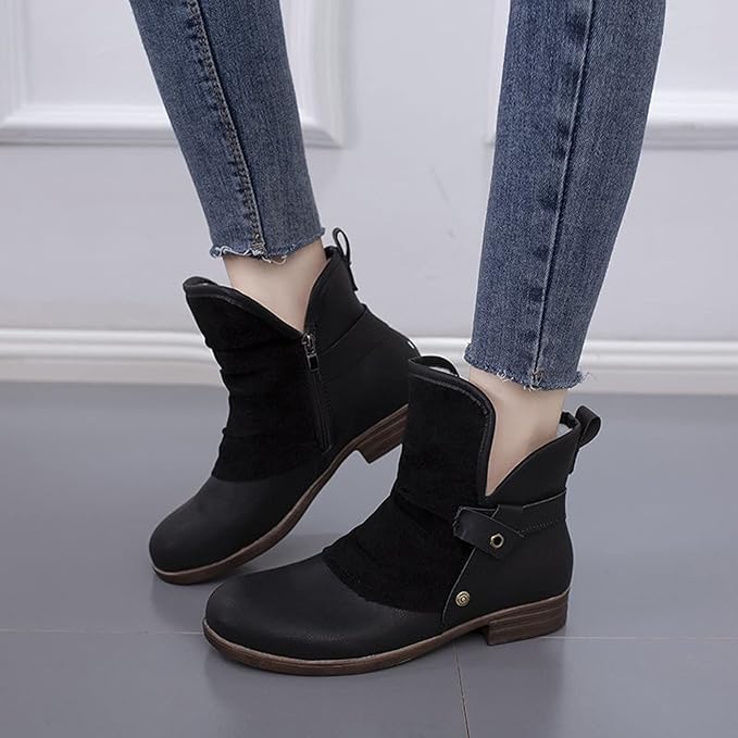 ELISE™ WARM LOW HEEL ORTHOPEDIC LEATHER ANKLE BOOTS