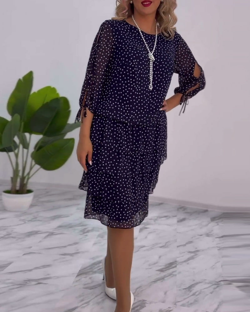 Claire™ Elegant Layered Polka Dot Dress
