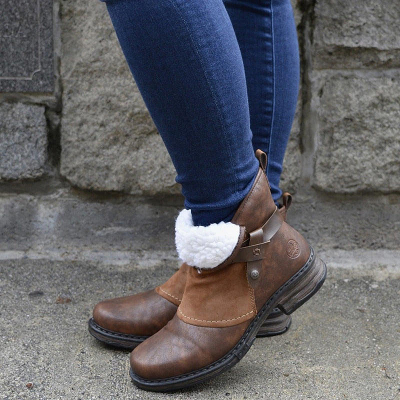 ELISE™ WARM LOW HEEL ORTHOPEDIC LEATHER ANKLE BOOTS