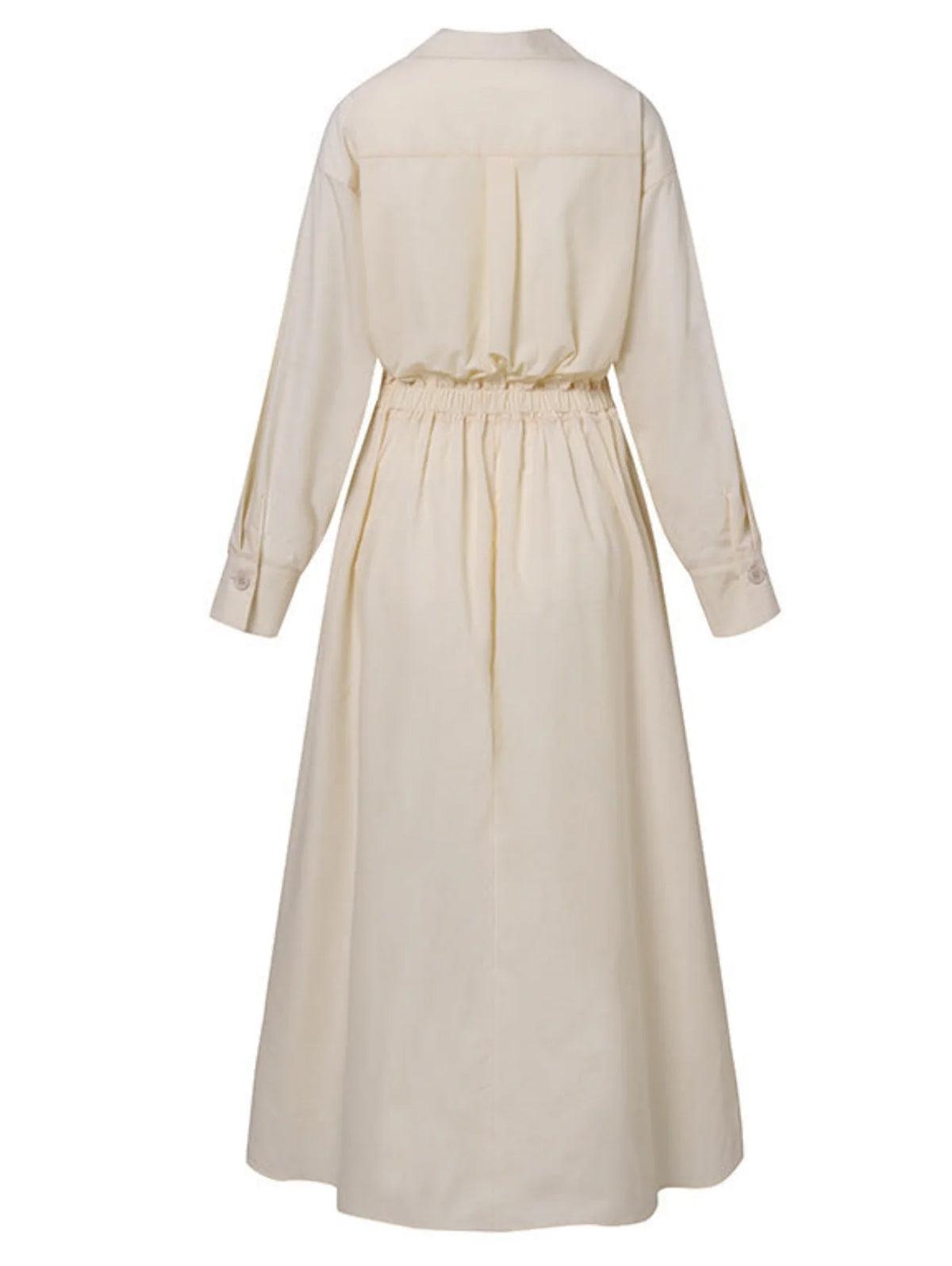 Elsie™ Elegant Button Lapel Midi Dress