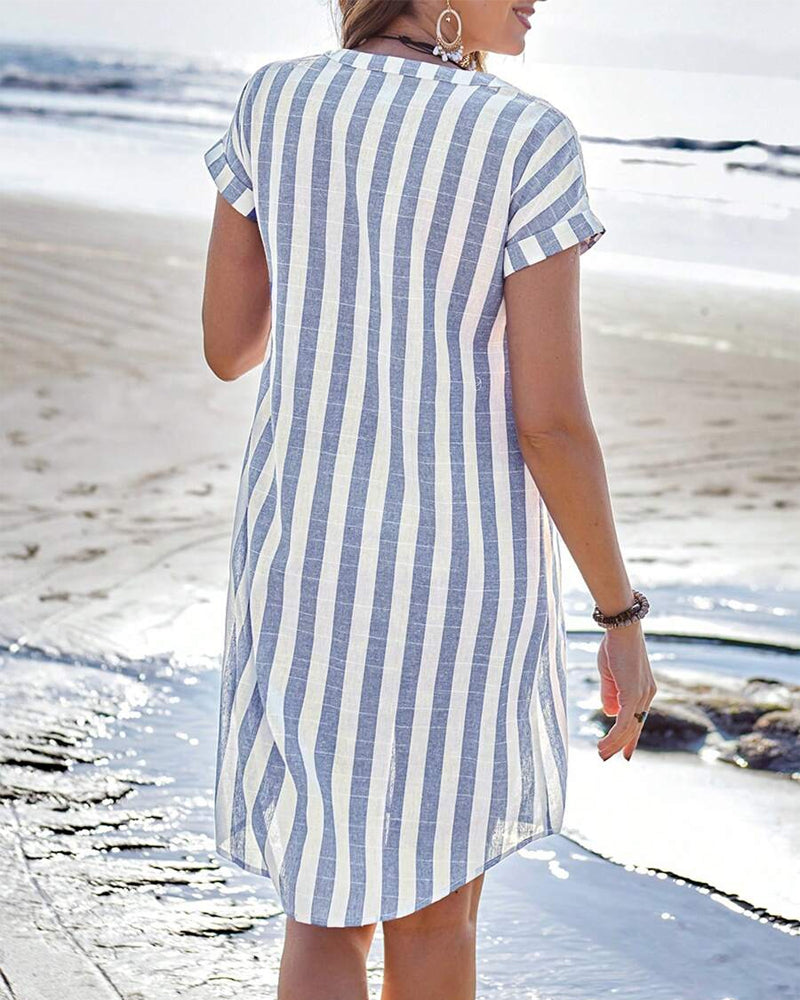 Elvira | Elegant Striped Shirt Dress