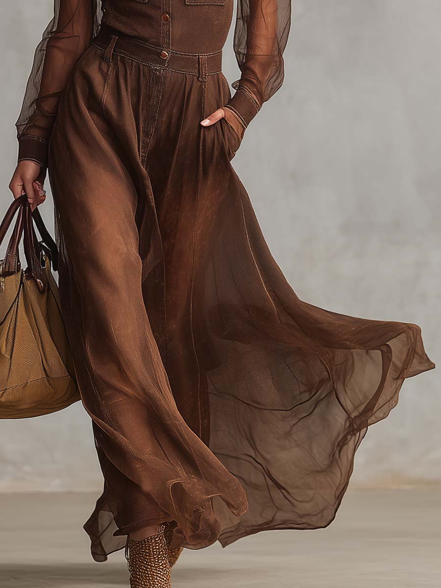 Carmen | Brown Cotton Maxi Dress