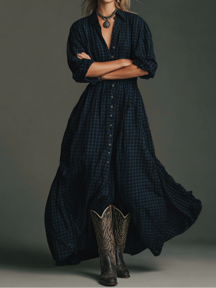 Regina | Long Sleeve Shirt Maxi Dress