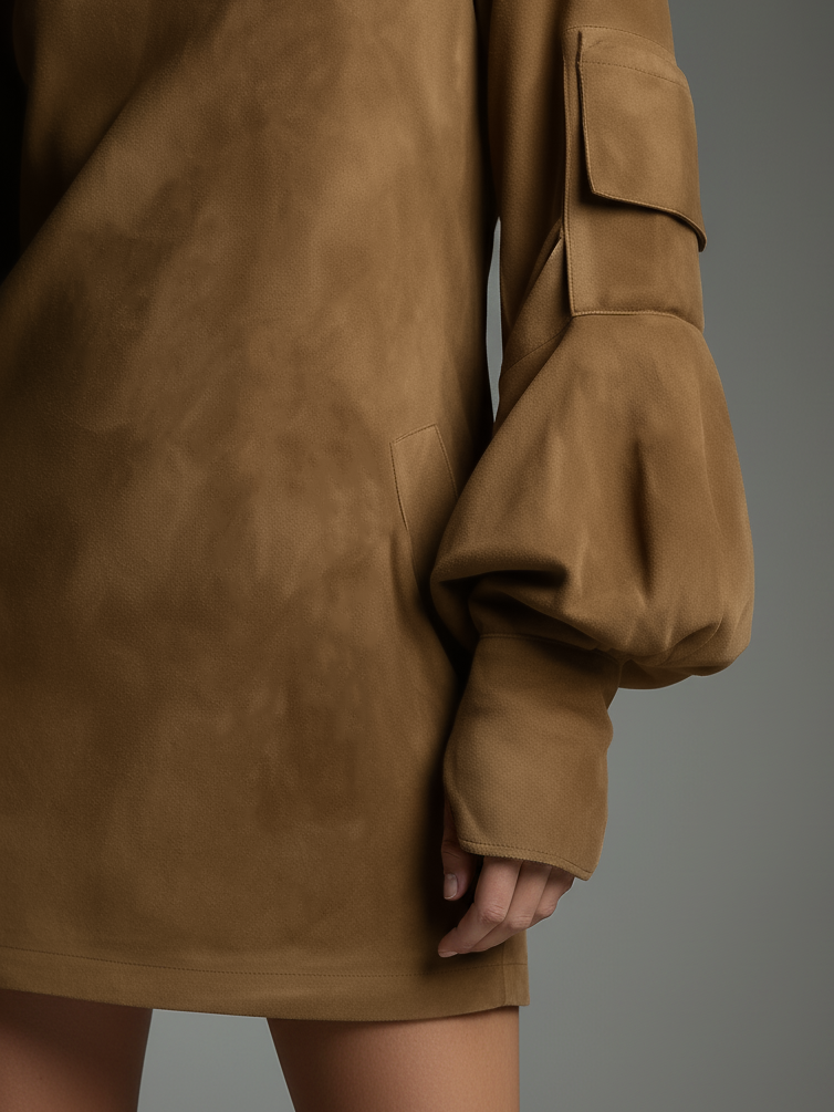 Karen | Suede Turtleneck Mini Dress