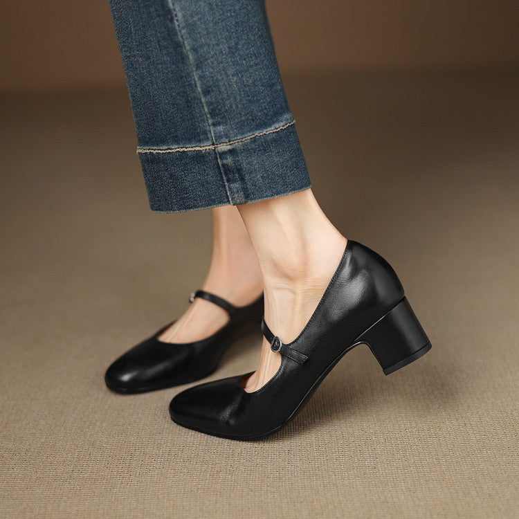 Caelen Leather Block Heels