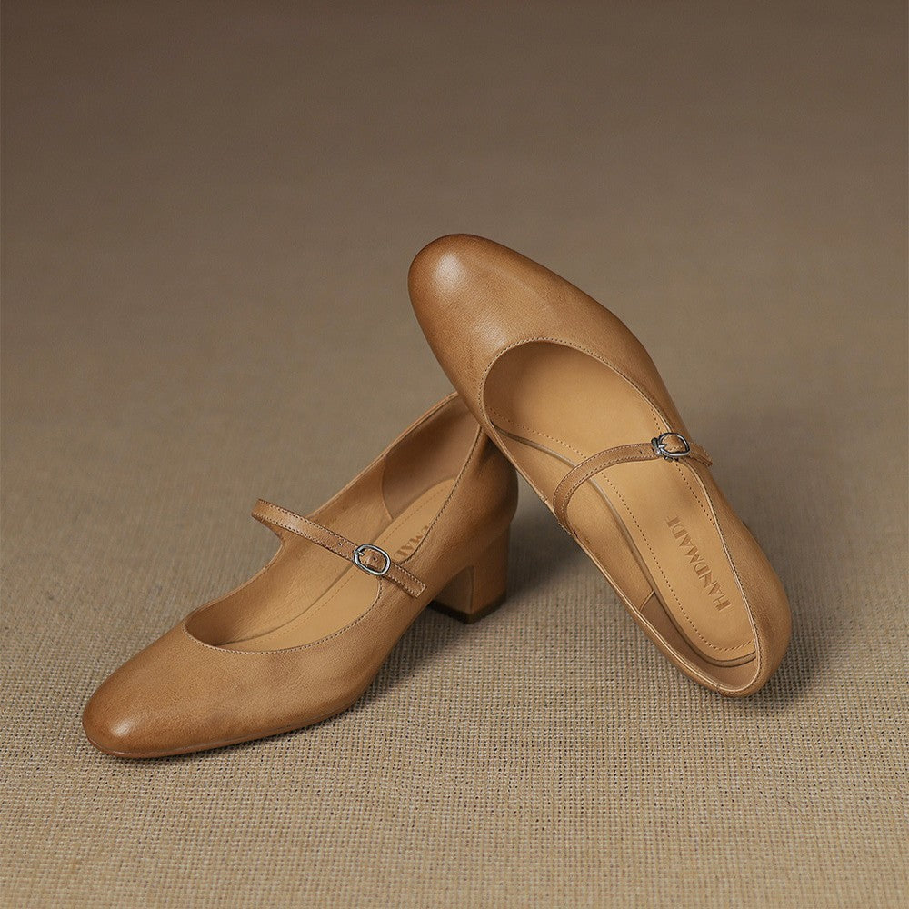 Caelen Leather Block Heels