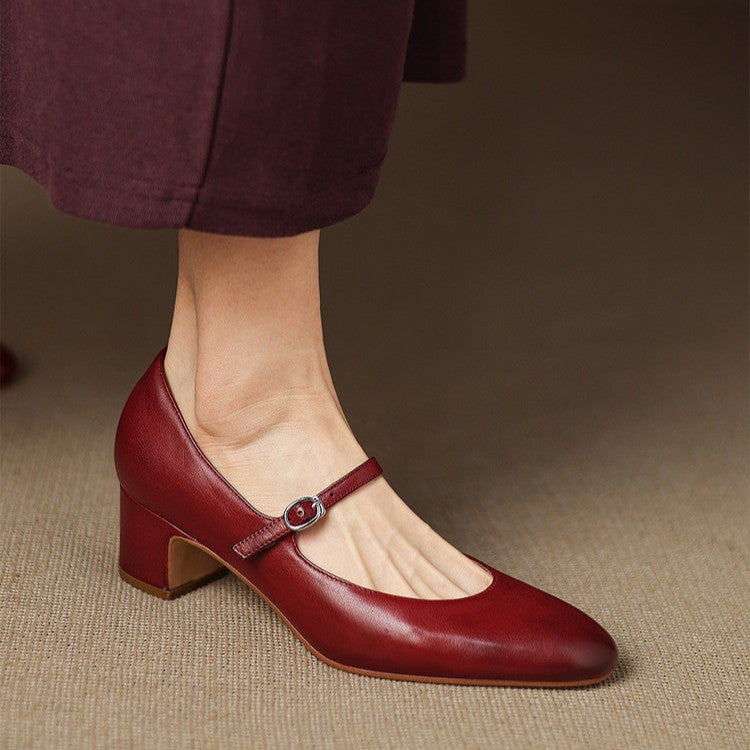 Caelen Leather Block Heels