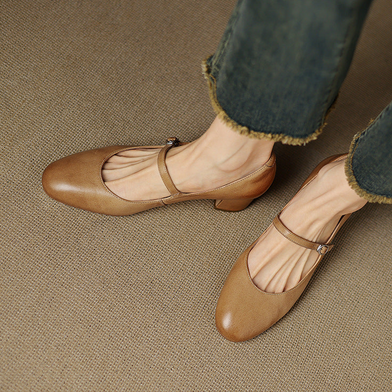 Caelen Leather Block Heels