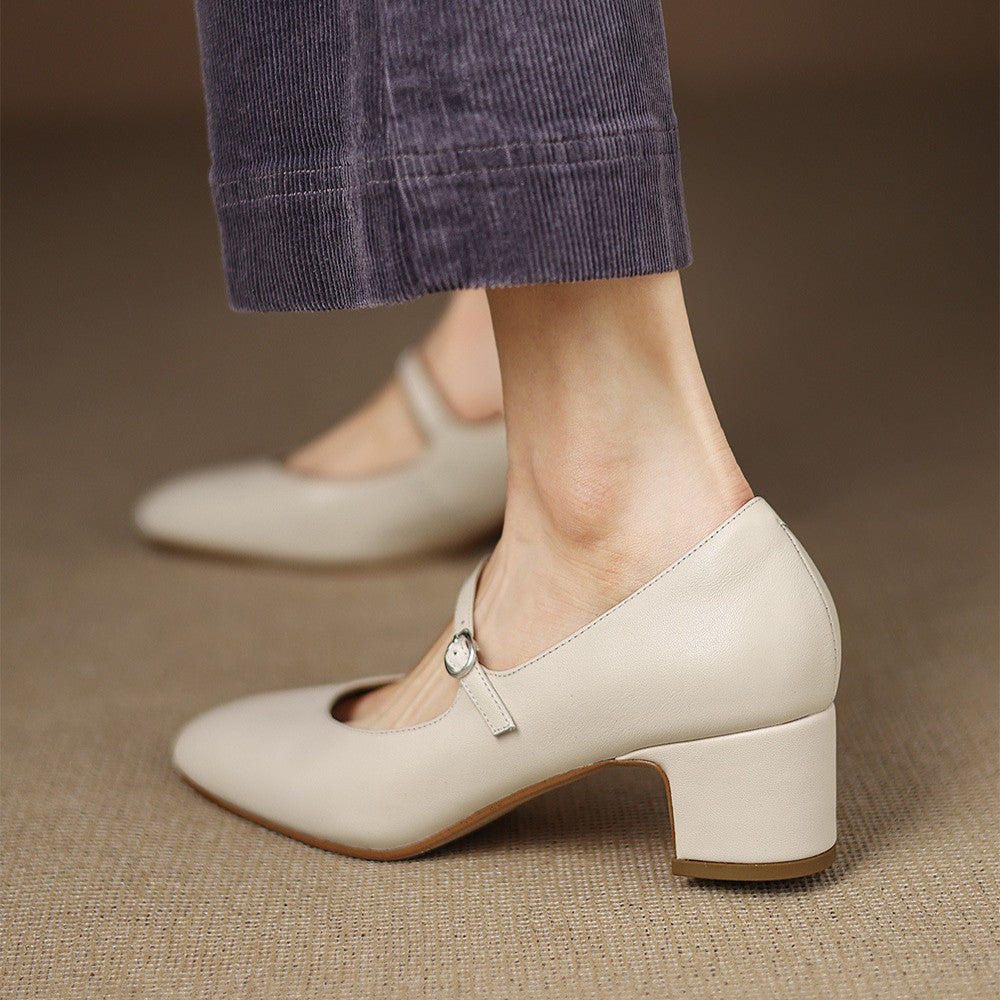 Caelen Leather Block Heels