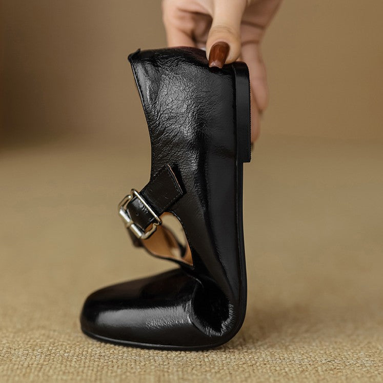 Morven Cross-Strap Leather Flats