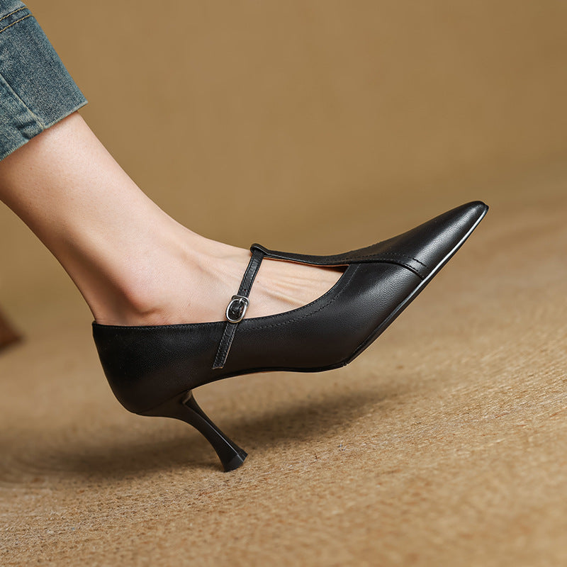 Aveline Lambskin Leather Heels