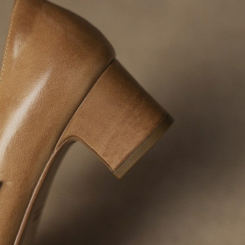 Caelen Leather Block Heels