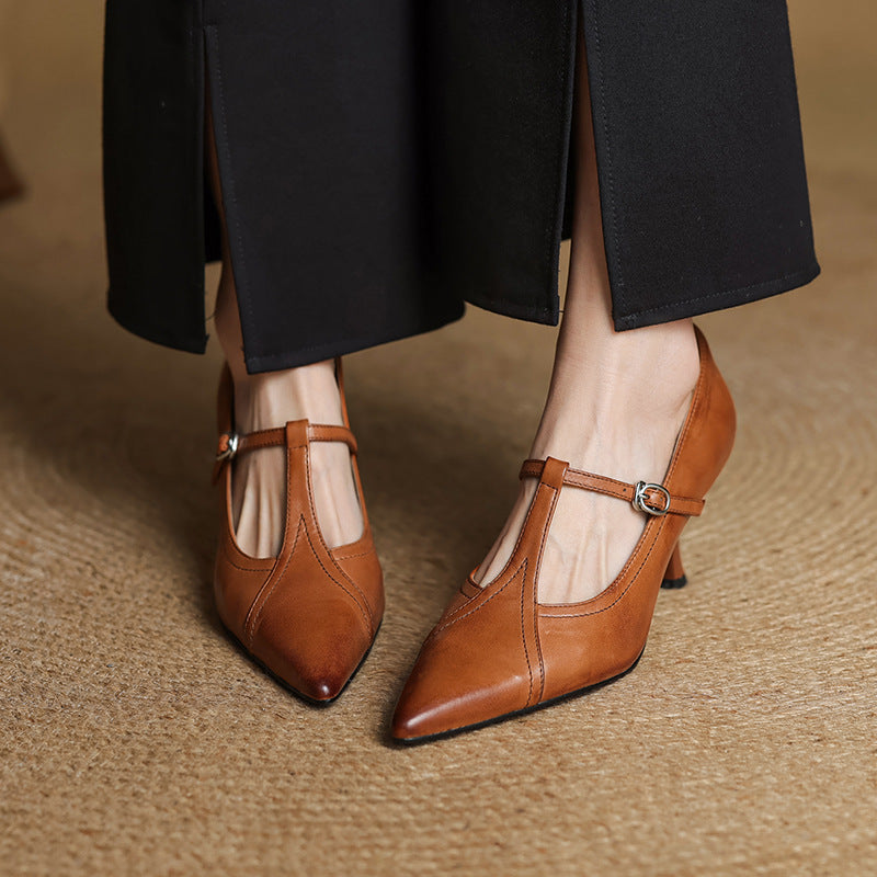 Aveline Lambskin Leather Heels