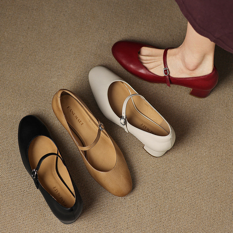 Caelen Leather Block Heels