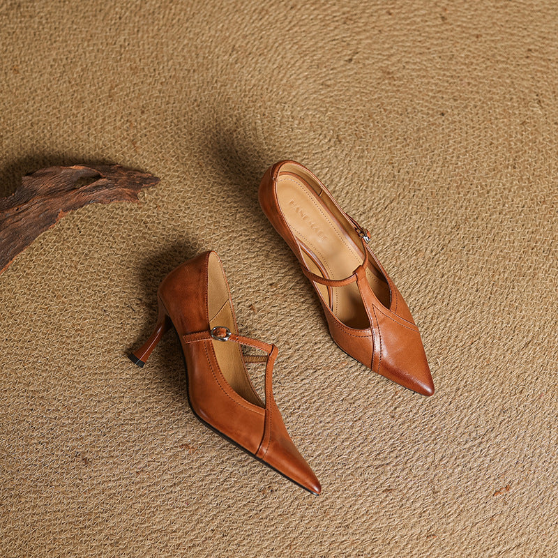 Aveline Lambskin Leather Heels