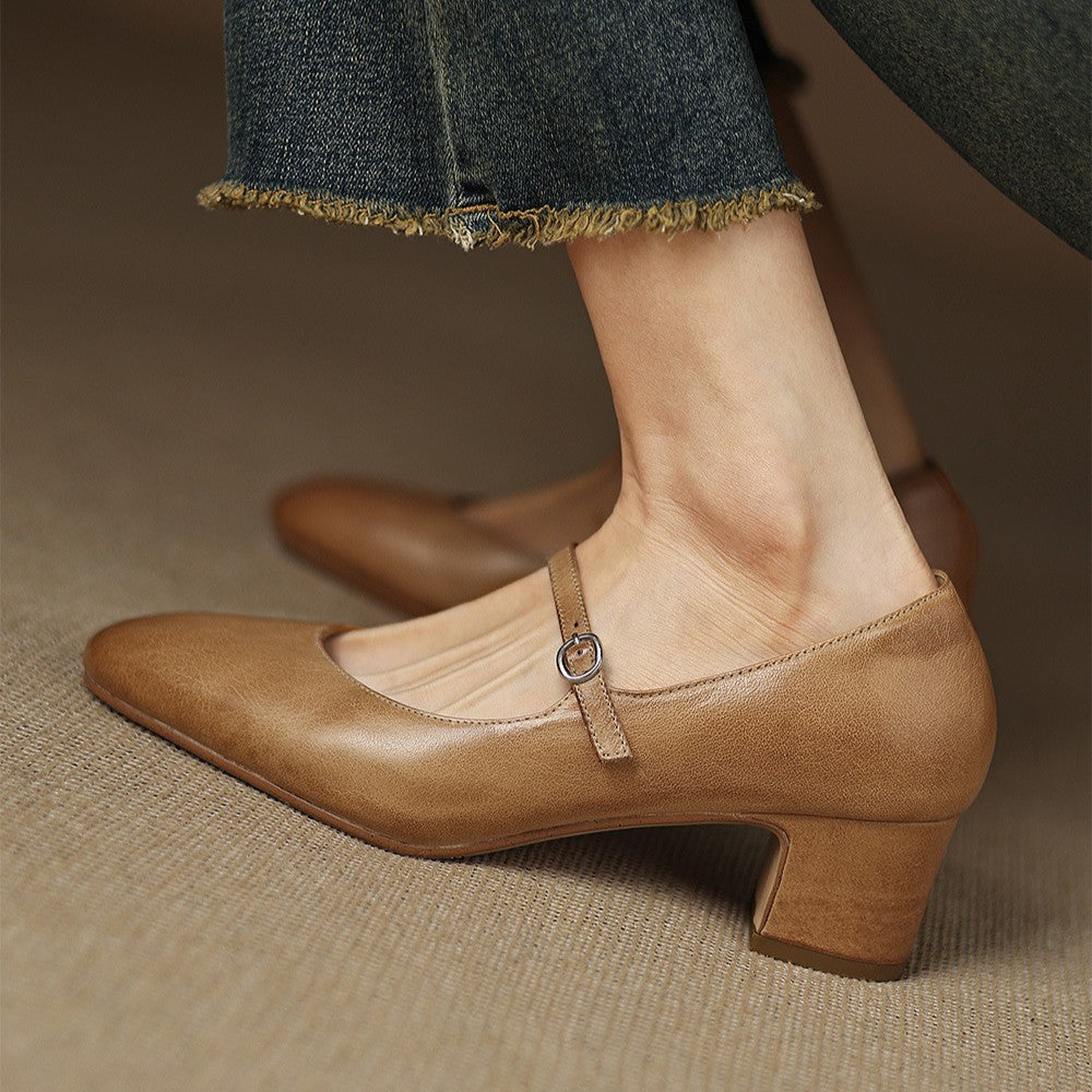 Caelen Leather Block Heels