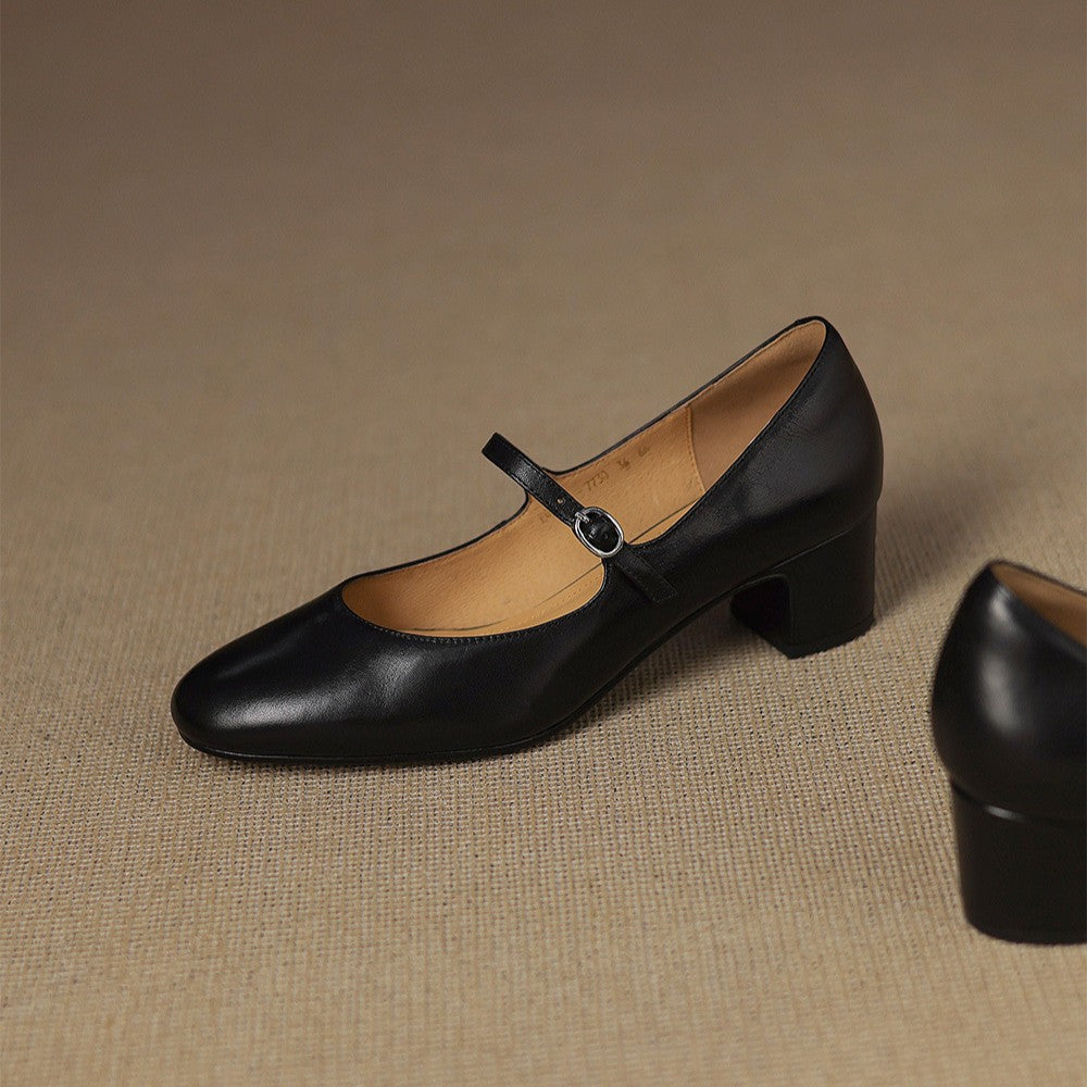 Caelen Leather Block Heels