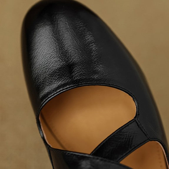 Morven Cross-Strap Leather Flats