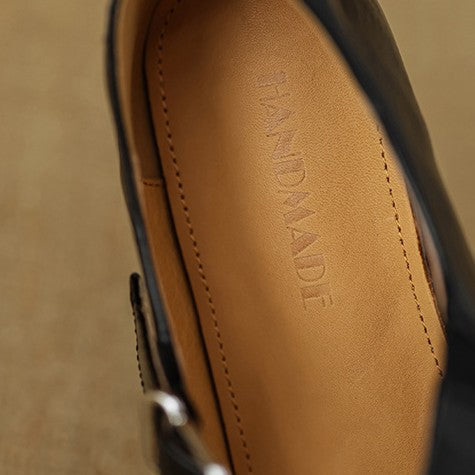 Morven Cross-Strap Leather Flats
