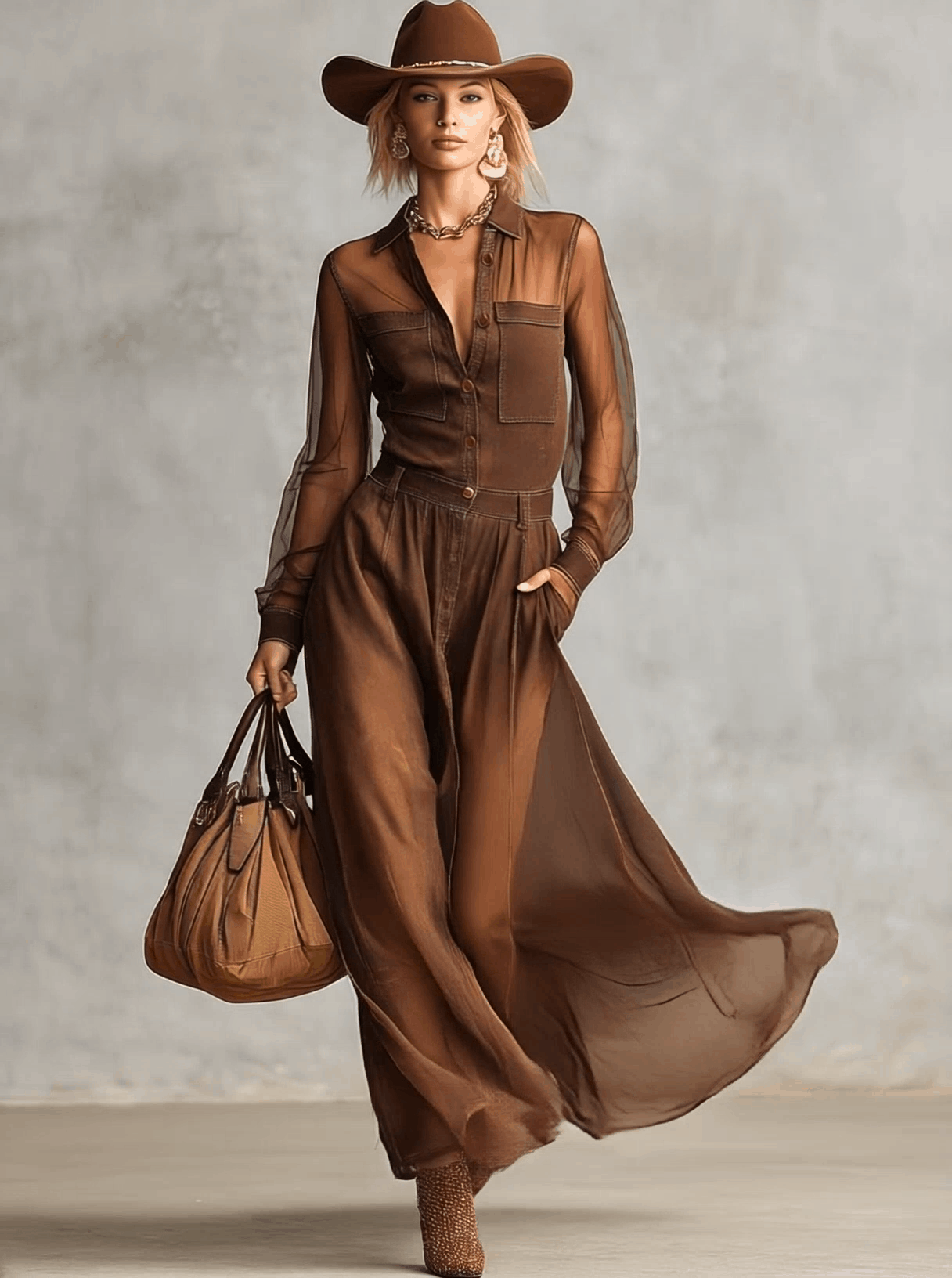 Carmen | Brown Cotton Maxi Dress
