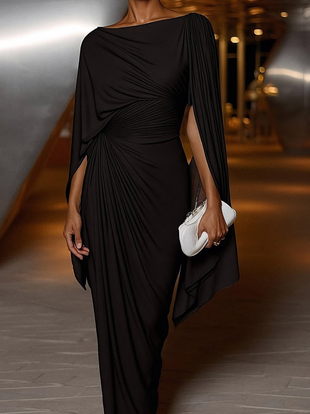 Melyssa™ Pleated Drape Maxi Dress