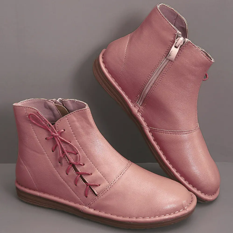 PREMIUM™ FLAT AUTUMN BOOTS WITH SIDE ZIP AND LACES