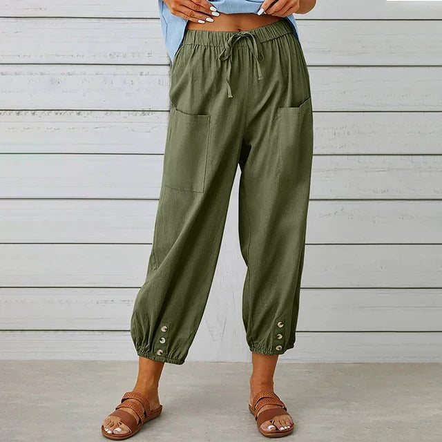 Zuri - High Waist Loose Cotton Linen Pants