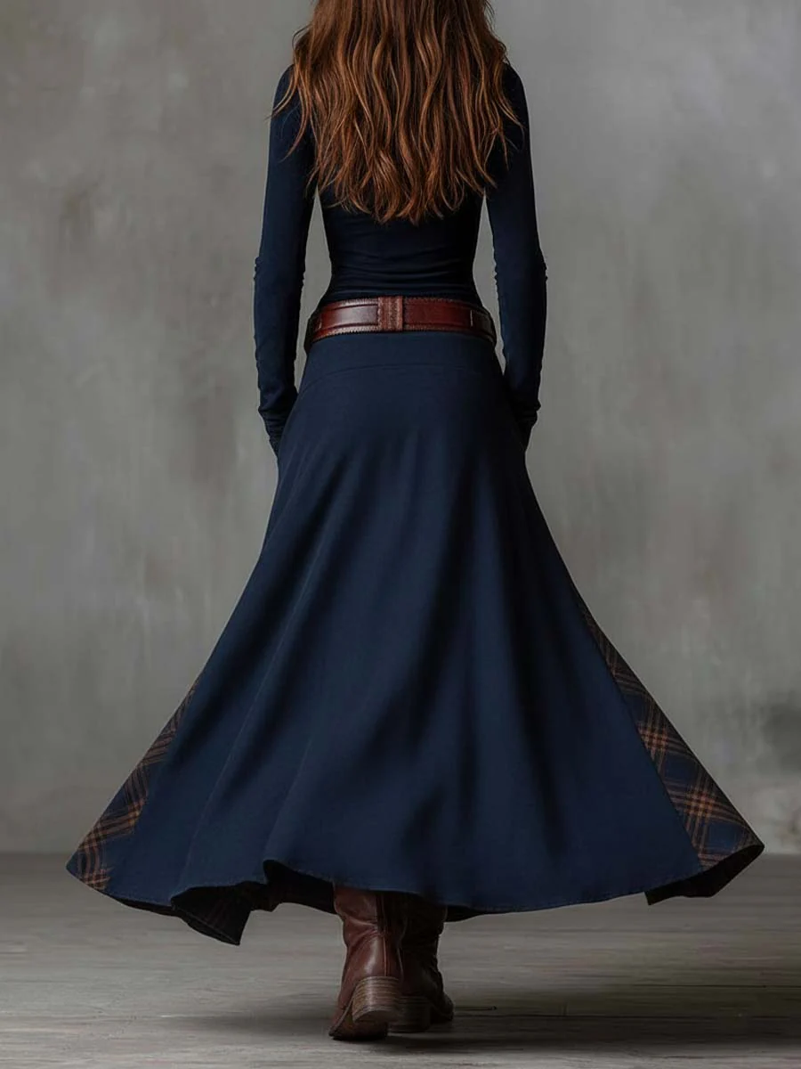 Michelle |Vintage Suede Maxi Dress (With Belt)