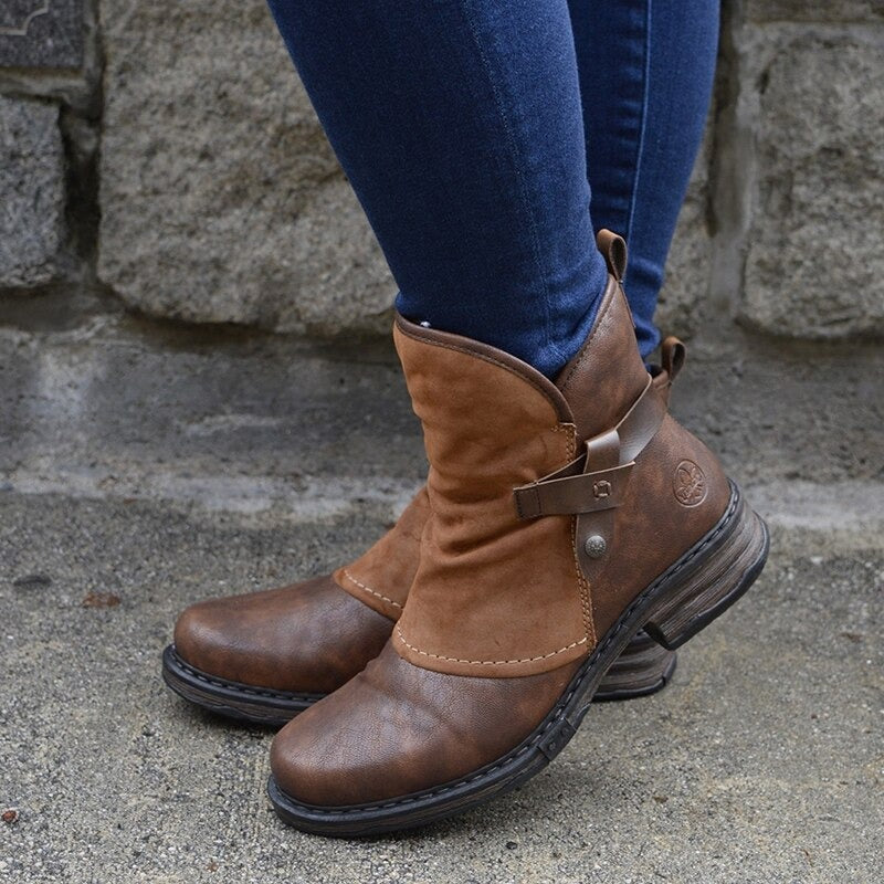 ELISE™ WARM LOW HEEL ORTHOPEDIC LEATHER ANKLE BOOTS
