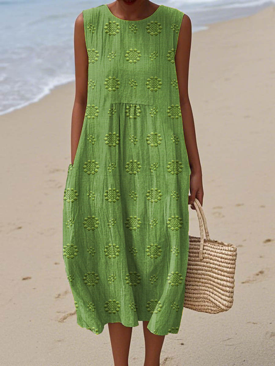 Franca | Elegant Sleeveless Cotton Dress with Pockets