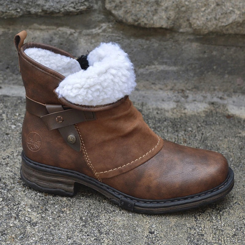 ELISE™ WARM LOW HEEL ORTHOPEDIC LEATHER ANKLE BOOTS